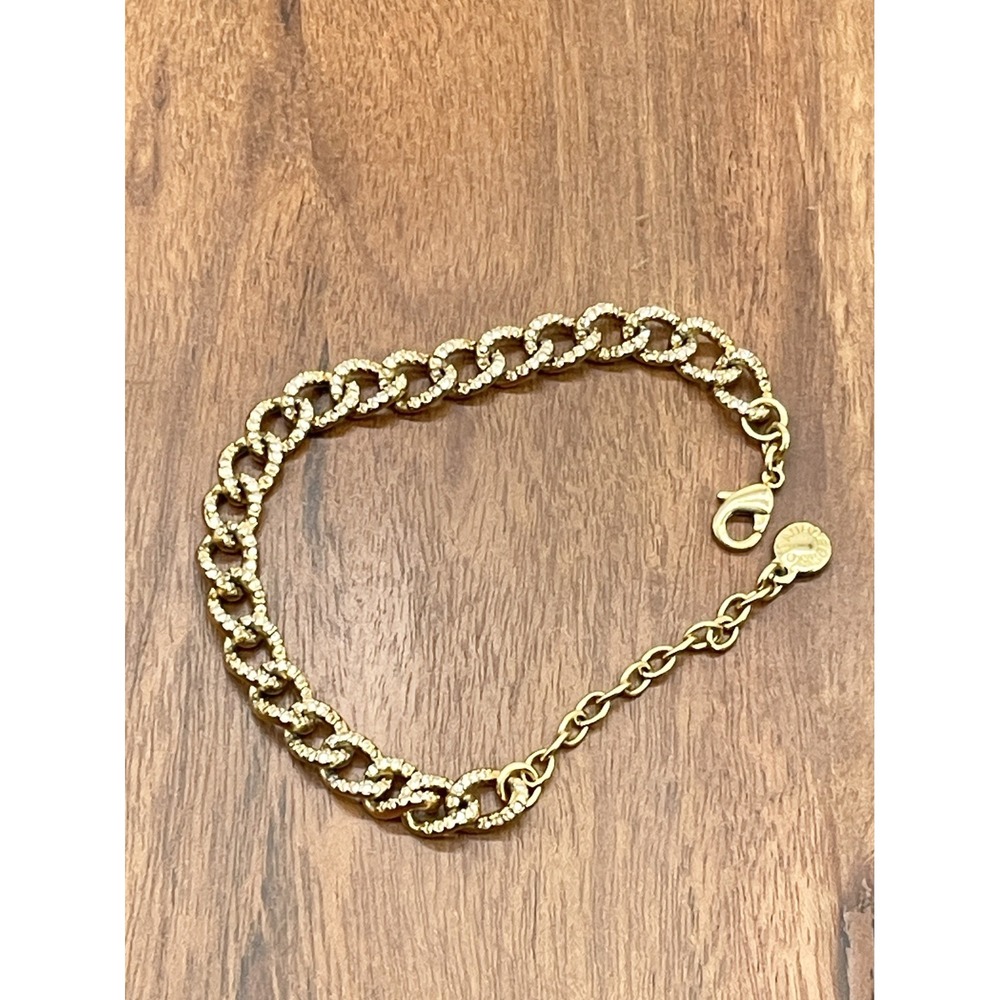 BaubleBar Curb Chain Bracelet Gold Tone Pave Rhinestone Glam Bling Sparkle Retro